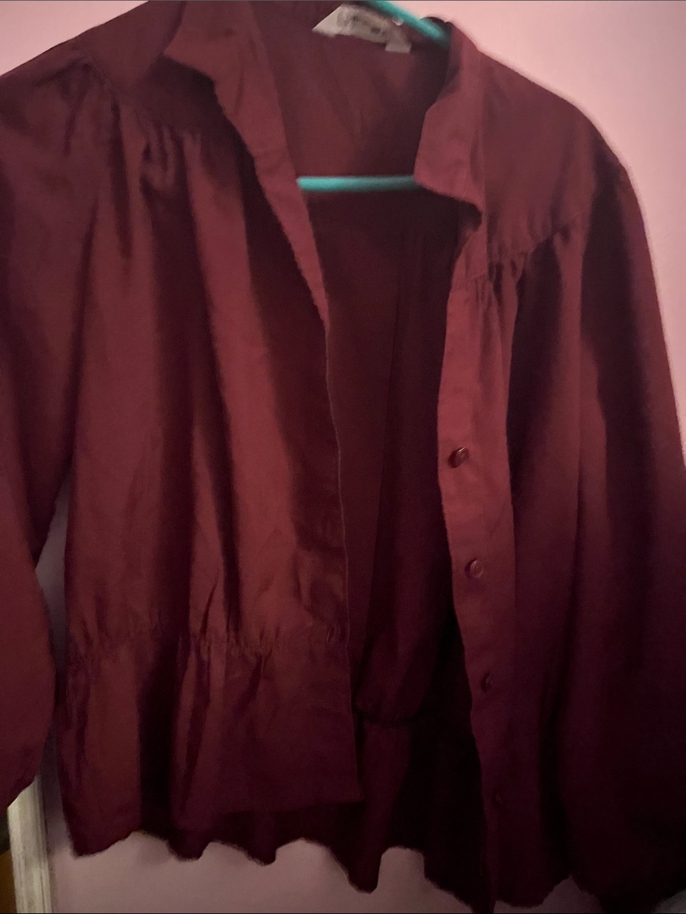 Vintage Vinceti Women's Deep Burgundy Button-Front blouse